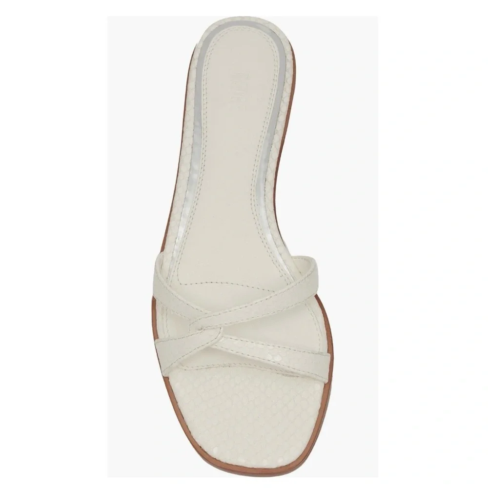 PAIGE Toby Snake‑Embossed Leather Slide Sandals Women’s Size 7